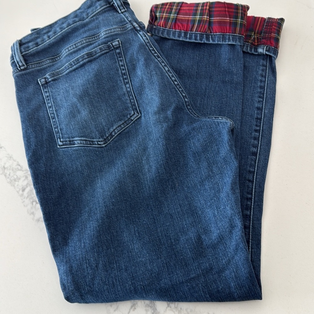 Lauren Ralph Lauren Misses Size 12 Gently Worn Blue Jeans with Red Plaid Cuffs